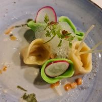 Duo Dumplings with spinach & pumpkin fillings ~ 5/9/22 at Joie Restaurant in Central Singapore