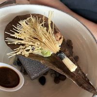 Monkey head mushroom with deep fried spaghetti   at Joie Restaurant in Central Singapore