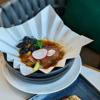 Side Dishes: Bailing Mushroom on Paper Hot Pot, Baked Eggplant Rollatini & Vegan Ricotta at Joie Restaurant in Central Singapore