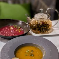 Soups: Pumpkin Veloute, Tomato Gazpacho at Joie Restaurant in Central Singapore