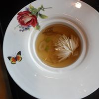 Japanese Kunbu Broth with hand carved Tofu at Joie Restaurant in Central Singapore