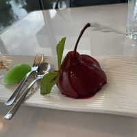 Wine poached pear.   at Joie Restaurant in Central Singapore