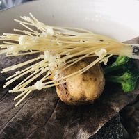 Grill Summer Mushroom Steak on “Pu-Ye” Hot Stone at Joie Restaurant in Central Singapore