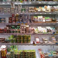  Vegan meals and yogurts in the refrigerated section at Naturalia in Malakoff