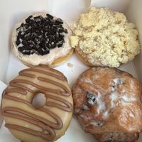 Mocha, Cookies N Cream, Peach Cobbler, Blueberry Lemon Fritter  at Beechwood Doughnuts in St Catharines