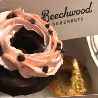 Chocolate Strawberry and pistachio donuts at Beechwood Doughnuts in St Catharines