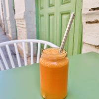 Vegetable juice with carrot, lemon and ginger 😋  at Astrid in Malaga