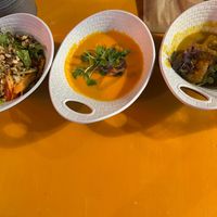 Quinoa bowl, gazpacho, and vegan meatball at Astrid in Malaga