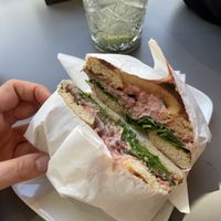 Vegan bagel with beetroot hummus   at Blueorange Coffee and Bagel - Alserbachstrasse in Vienna
