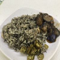 Olive fried rice with additional eggplant on the side at Ci Wen Vegetarian 慈雲素食 in Northeast Singapore