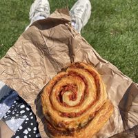 Vegan pizza snail  at denn's Biomarkt - Kaiserstrasse in Vienna