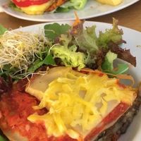 Rizoma burger and lasaña at Rizoma in Barcelona