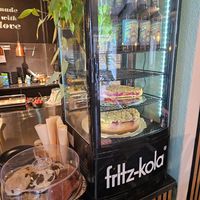 Cake display, all plant based at Super Jami Kitchen in Stuttgart