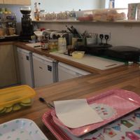 Inside A Little Something - Kitchen area with separate cooking utensils for different dietary requirements/restrictions. at A Little Something in Thornton