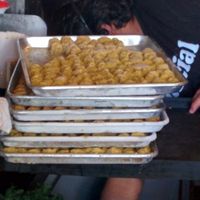 Falafel awaiting frying - cooked to orders  at The Flying Falafel in San Francisco
