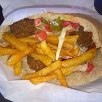 Flying Falafel Pocket Sandwich with everything! at The Flying Falafel in San Francisco