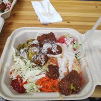 Falafel in a plate at The Flying Falafel in San Francisco