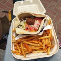 Falafel pitta and fries at The Flying Falafel in San Francisco