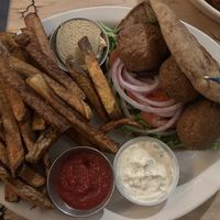 Flafel wrap with fries ❤️ #Veganuary at The Elusive Cow in Bellevue