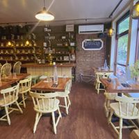 Upstairs seating  at Little ChoC Apothecary in Brooklyn