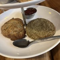 Le.on poppy seed scone and unide tidied cookie on the right   at Little ChoC Apothecary in Brooklyn