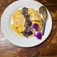 mango sticky rice.  at Green Garden & May Kaidee Cooking School in Bangkok