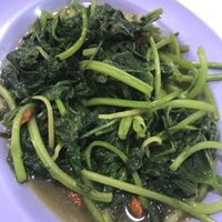 Stir fried sweet potato leaves  at Hwa Jin Vegetarian 華津素食 in West Singapore