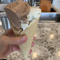 Chocolate, Maple Walnut, and Waffle Cone at Cashew Cow in Tucson