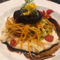 Espaguete de cenoura e abobrinha, purê de pupunha e shitake at Olivia Gastronomia in Pocos De Caldas