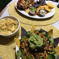 Nachos and the MUST HAVE Mac n cheeze!  at Violette's Vegan Organic Cafe and Juice Bar in Las Vegas