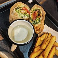 Kitchen wrap & fries at Swing Kitchen - Schottenfeldgasse in Vienna