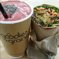 falafel wrap and acai smoothie  at Whole + Some in Adelaide