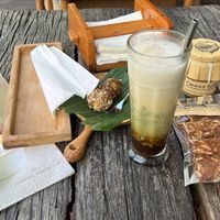 I had the ‘Cendal’ and also bought mixed fruit roll, full meal to go, and… coconut butter! Yum 😋  at Tukies Coconut Shop  in Ubud