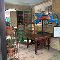 Cute little antiques throughout the place at Down the Alley Cafe in Decatur