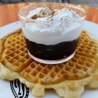 waffle with Blueberry sauce  at Femtopia in Stockholm