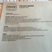 vegan menu  at Moxie Kitchen and Cocktails in Jacksonville