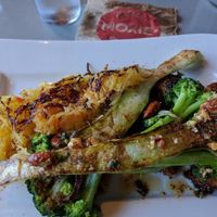 Veggie plate with spaghetti squash, broccoli and Brussels sprouts with a balsamic dressing.  at Moxie Kitchen and Cocktails in Jacksonville