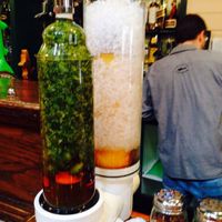 Monday & Friday beer goes through a randall for extra flavor. This was 90 minute ipa through cascade hops.  at Dogfish Head Brewing in Rehoboth Beach