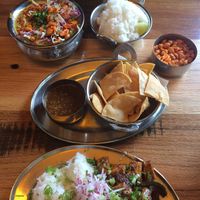 west African peanut curry and lomo saltado at Spork in Bend