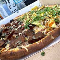 Vegan 1/2 Pepperoni 1/2 Buffalo Chicken  at Vannucchi Brothers in Hollywood