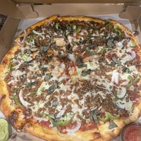 Beyond sausage & green pepper pizza  at Vannucchi Brothers in Hollywood