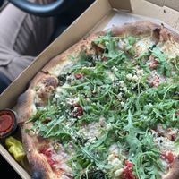Vegan Athens Greek Pizza  at Vannucchi Brothers in Hollywood