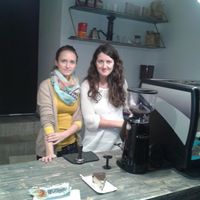 Girls who run this café. at Veg Teg in Prague