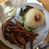 Sweet potato fries and Asia burger at Sol in Konstanz