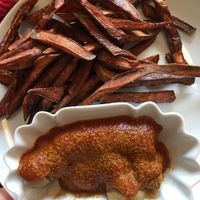 Currywurst and sweet potato fries at Sol in Konstanz