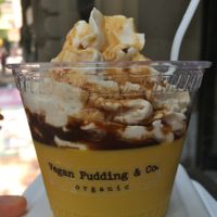 Vegan vanilla pudding with caramel sauce. at Sai Plant Deli by Vegan Pudding & Co. in Vancouver