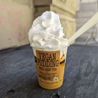 Earl Grey pudding with lots of whip at Sai Plant Deli by Vegan Pudding & Co. in Vancouver