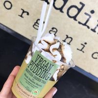 Vegan pudding matcha green tea with black sesame sauce 🥰 at Sai Plant Deli by Vegan Pudding & Co. in Vancouver