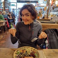 My wife's dish and the cute restaurant interior at Seeds to Totnes in Totnes