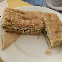 Focaccia with cashew cheese and pickles at Sali and Pistacchi in Domodossola
